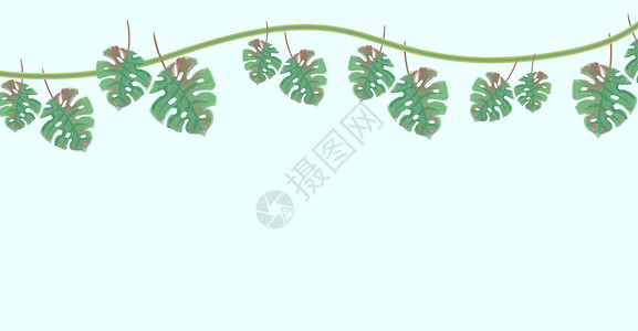 清新水彩叶子插画背景背景图片