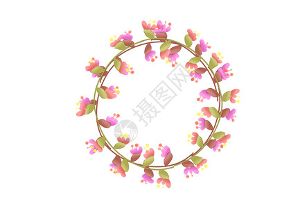 淡粉色花朵墙纸花卉植物插画