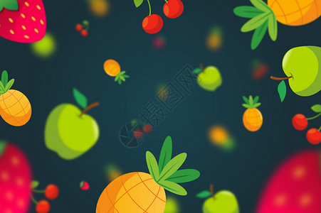青苹果味热带水果背景插画