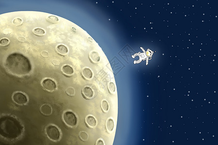 月球漫步太空宇宙飞行员插画