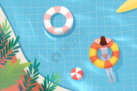 毕业旅行暑假夏季游泳度假插画