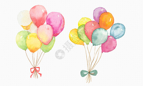 两个彩色晾衣架气球插画
