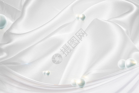 美体海报素材美白珍珠丝绸背景设计图片
