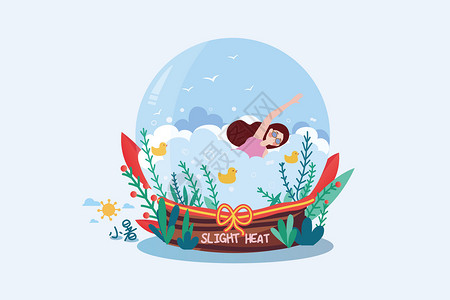 夏日游泳水晶球背景图片