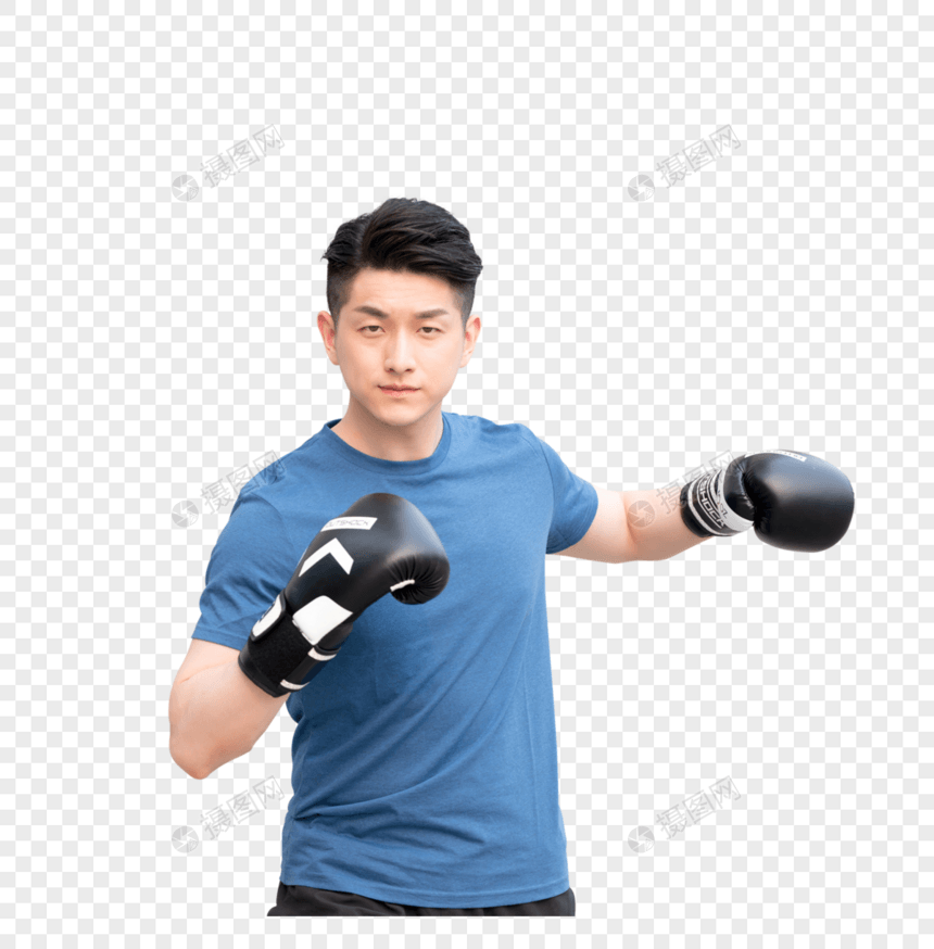 年轻男性户外拳击运动出拳动作图片图片