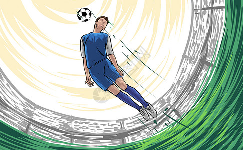 激情足球世界杯头球插画