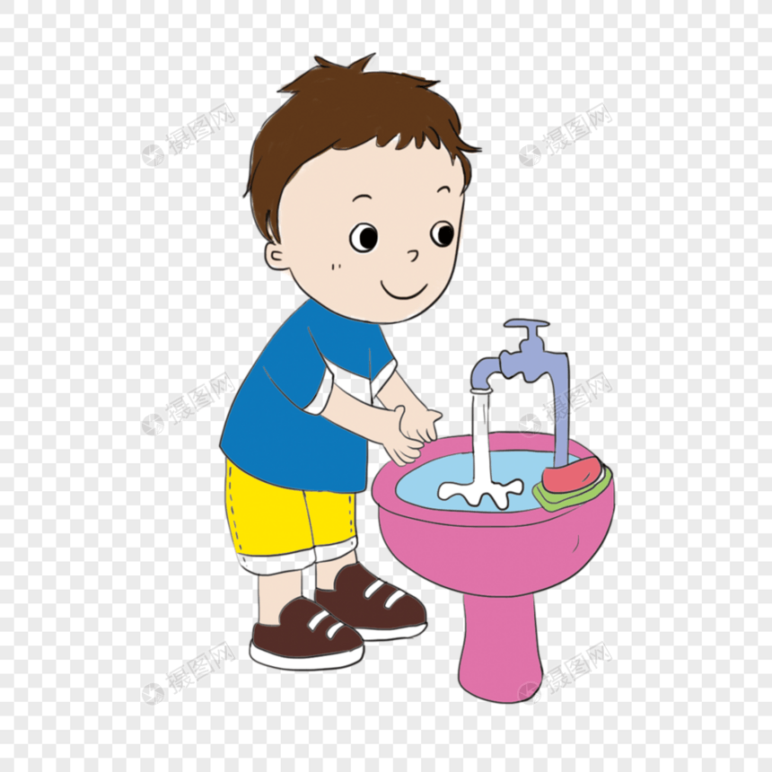 洗手的男孩图片