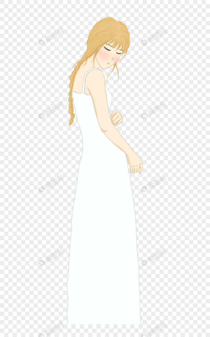 白色长裙美少女图片