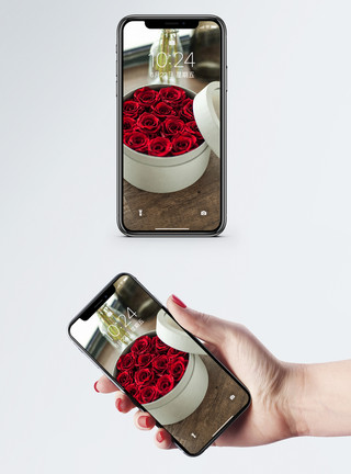 瓶中玫瑰盒中花手机壁纸模板