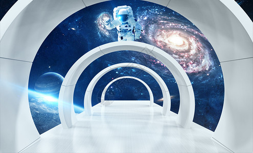 星光隧道宇航员星空背景设计图片