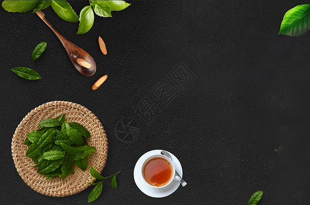 绿茶叶子饮食健康主题背景设计图片