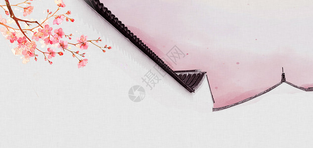 粉红色雨伞中国风背景设计图片