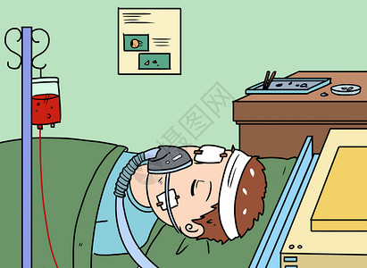 卡通受伤医疗场景漫画插画