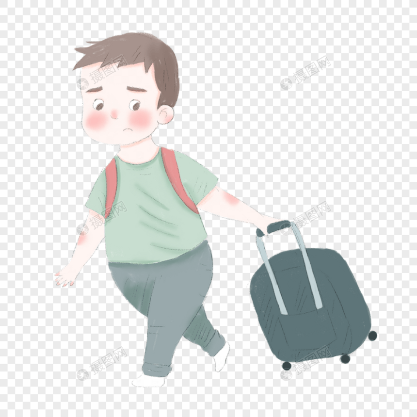 拉行李箱的男孩图片
