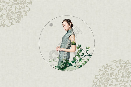 古典女孩中国风背景设计图片