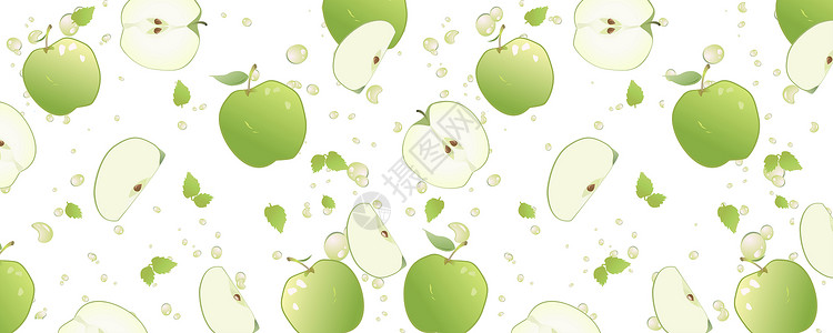 夏季香甜美味清爽苹果背景矢量插图背景图片