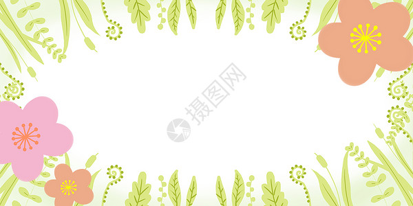 小清晰边框小清晰植物花朵边框背景图片插画
