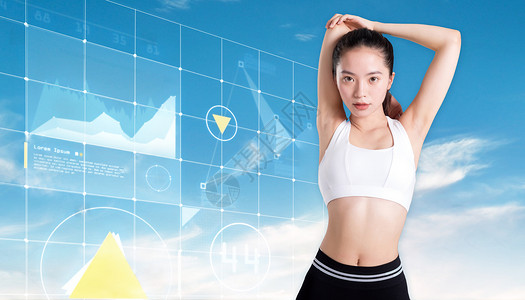 美女健身健康运动金字塔高清图片