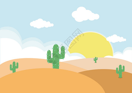 沙漠冲沙保护环境插画