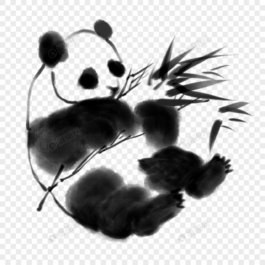 水墨画大熊猫图片