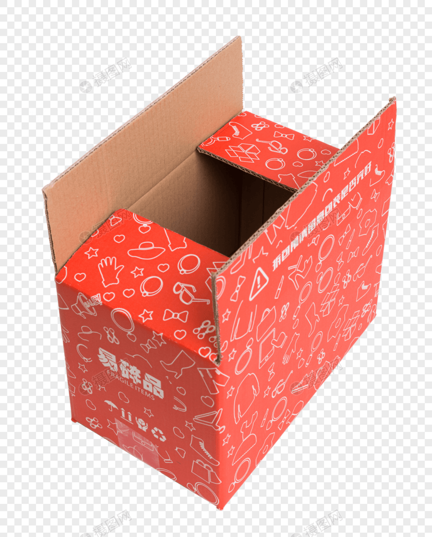 快递红色包装箱免抠图元素图片