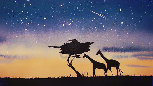 非洲动物素材长颈鹿治愈插画插画