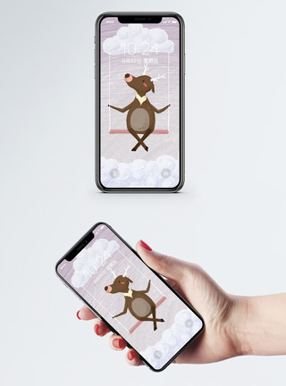 卡通动物便利贴卡通动物手机屏保模板