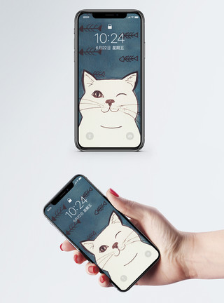 动物卡通背景可爱猫咪手机壁纸模板
