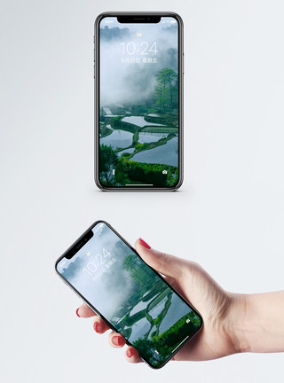 绿色仙境梯田手机壁纸模板