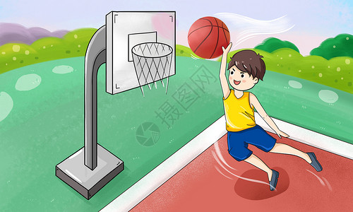 打篮球孩子篮球插画