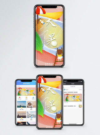 双11海报大暑手机海报配图模板