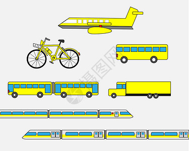 飞机高铁各种交通工具插画