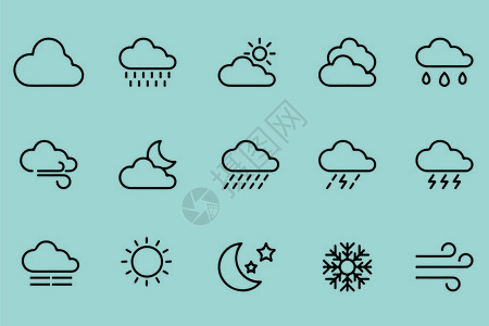 乌云雨天气图标插画