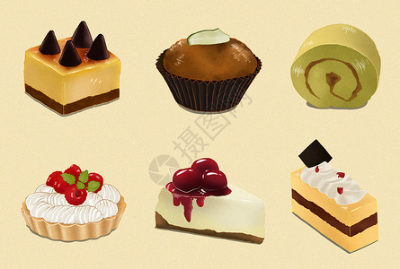 瑞士卷蛋糕下午茶甜点蛋糕插画插画