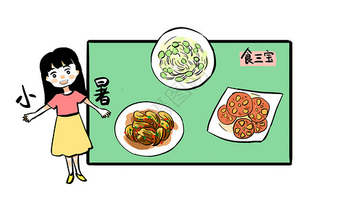 蜜汁多宝鱼小暑食三宝漫画插画