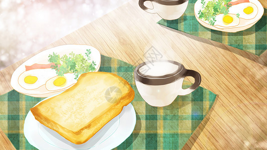 面包diy丰盛的早餐插画