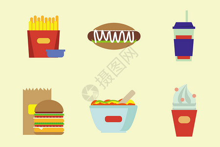 快餐类食物食物类图标插画