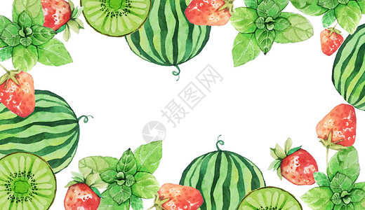 夏日草莓汁海报夏日水果插画