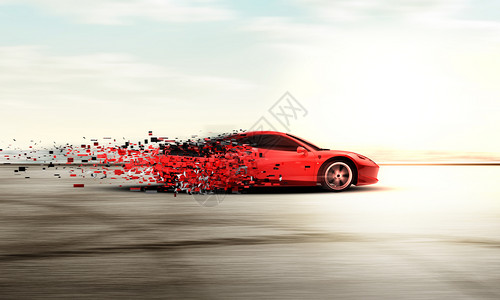 红色车素材炫酷跑车场景设计图片