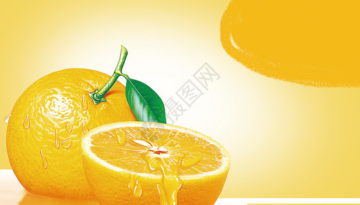 橙子片和橙汁创意橙汁夏日水果设计图片