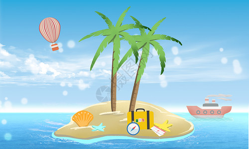桌景海滩夏季海岛背景设计图片
