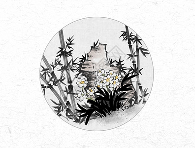 花卉中国风水墨画背景图片