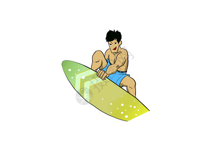 冲浪板元素冲浪一夏插画