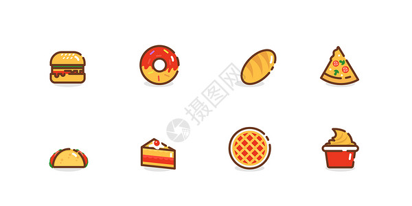 甜甜圈面包餐饮图标插画