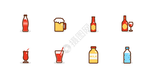 姜丝可乐饮品图标插画
