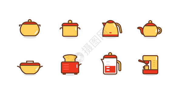面包机厨房用品图标插画