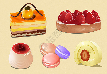 水果塔小蛋糕插画