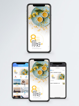 网站配图8月你好日签手机海报配图模板