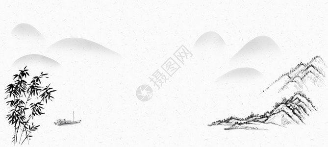 简洁中国风山水旅游宣传海报设计山水中国风水墨画背景插画