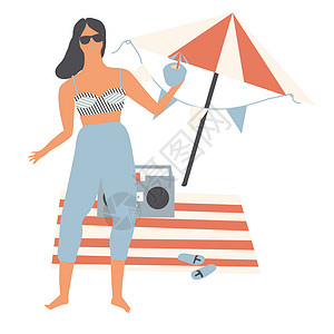 海边度假风情时尚女人背景图片